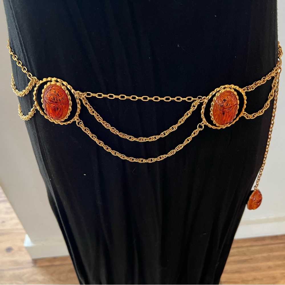Juliana D&E Delizza & Elster Rare Book Piece Chain Egyptian Molded Scarab Belt